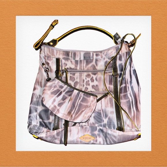 MZ WALLACE👜Brown & Grey Leopard Print Bag w/ matching wristlet, 9 Pockets, NWOT - Picture 1 of 10